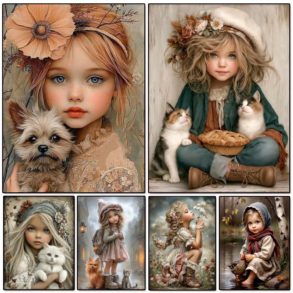 Vintage Cartoon Collectible - IY Diamond Painting Vintage-Landhauscharakter mit Lieben