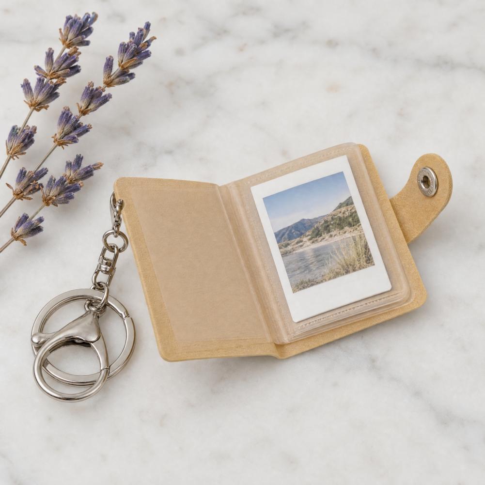 Polaroid Photo Album - Fotoaufkleber-Organizer Mini Leder-Fotoalbum Schlüsselanhänger mit Karabinerhaken