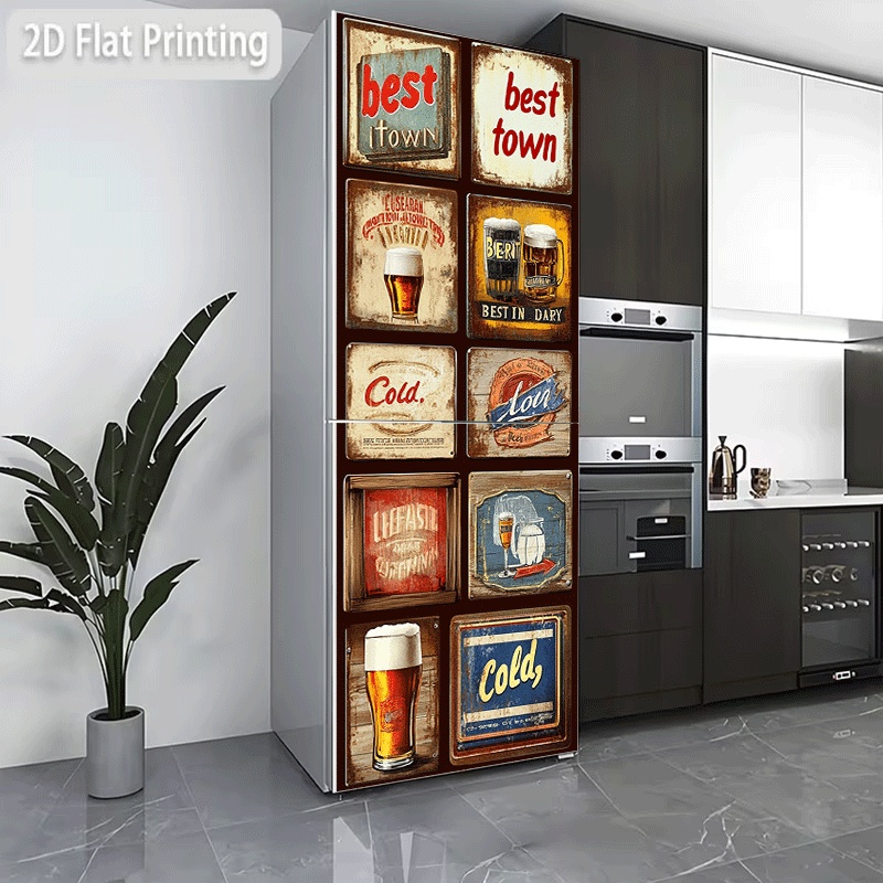 Vintage Cartoon Collectible - Kühlschrankaufkleber, Kühlschrank- und Spülmaschinenaufkleber, Vintage-Getränkeschild-Kollektion, thematisches