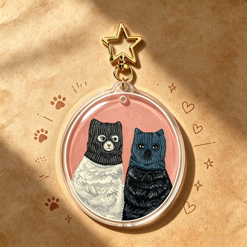 Süße Katzen-Acryl-Schlüsselanh – Vintage Cartoon Collectible Bewertung und Preis