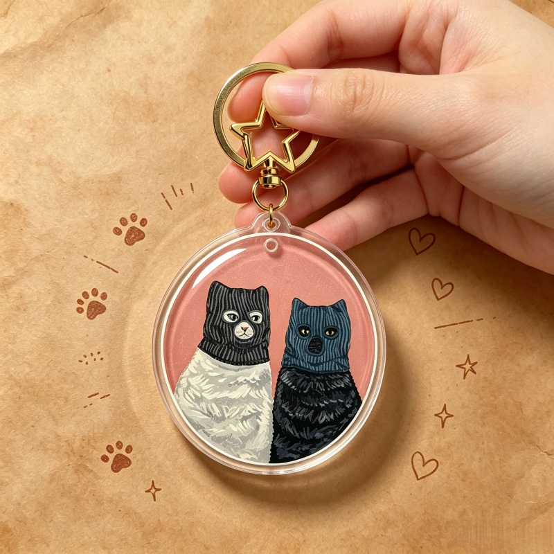 Süße Katzen-Acryl-Schlüsselanh – Vintage Cartoon Collectible Bewertung und Preis